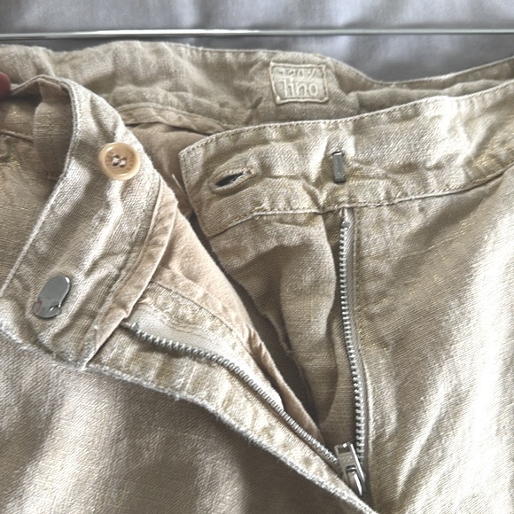 120% Lino Linen Pants. Pale Metallic Gold Sheen. Size 44/M - Picture 10 of 14